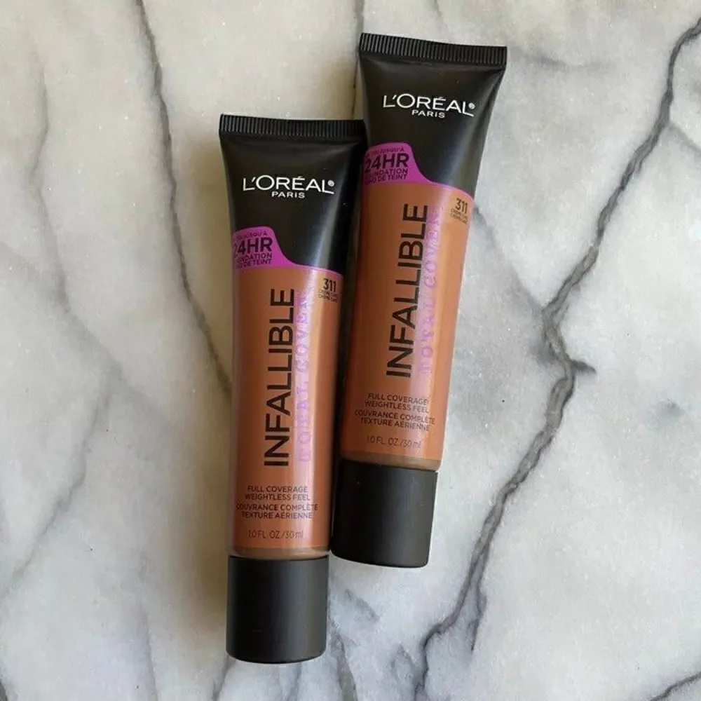 L'Oreal Infallible Total Cover Foundation in Creme Cafe Lot of 2